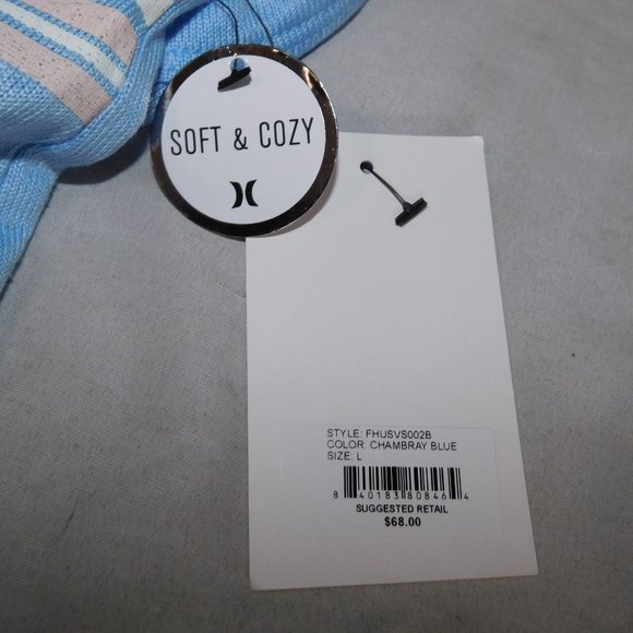 Hurley Since 1999 Womens L Blue Pink White Soft & Cozy Tank Top New with Tag - Picture 2 of 10